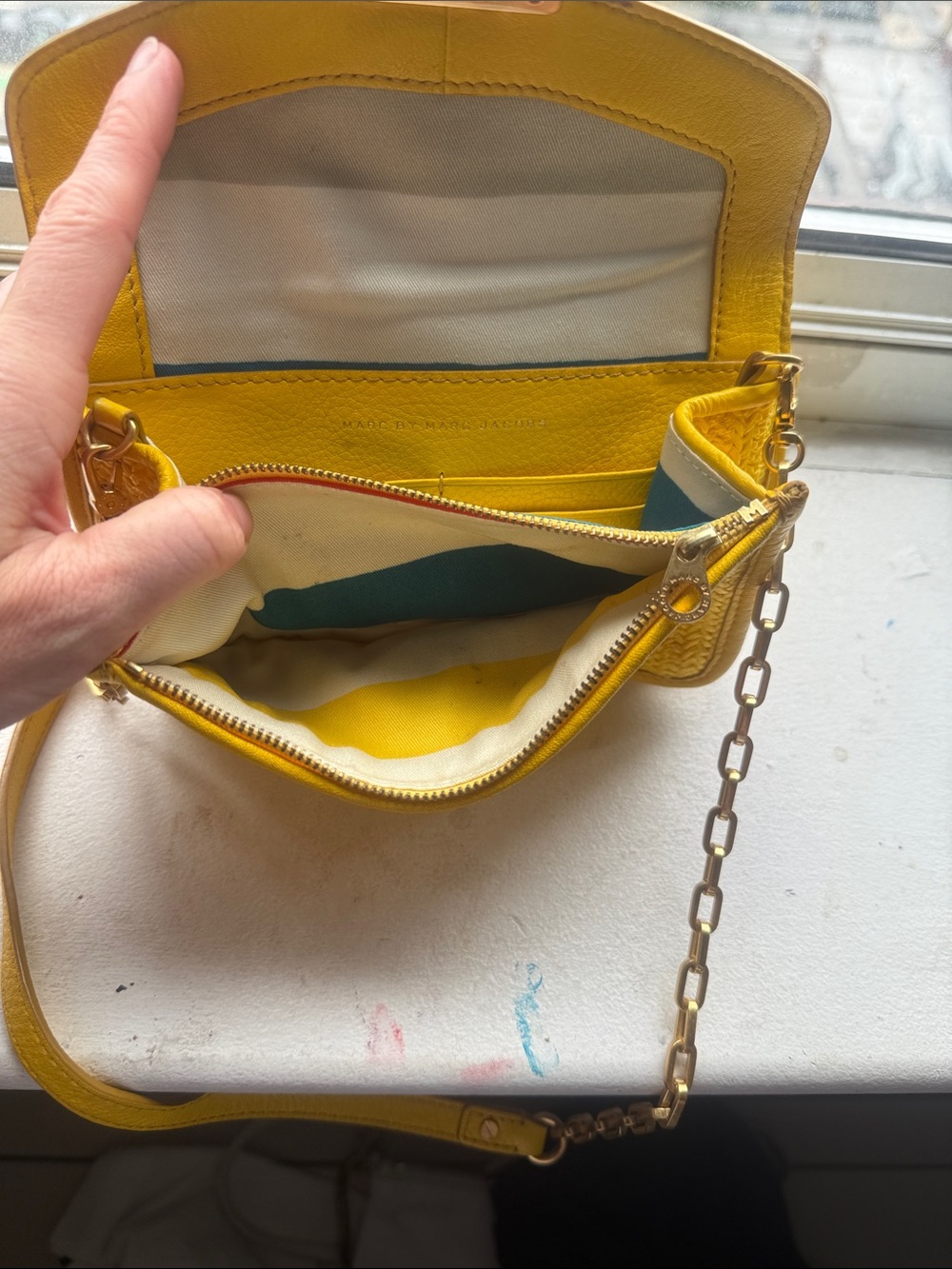 Marc by Marc Jacobs Yellow Woven Leather Crossbody with Gold Hardware - Picture 7 of 14